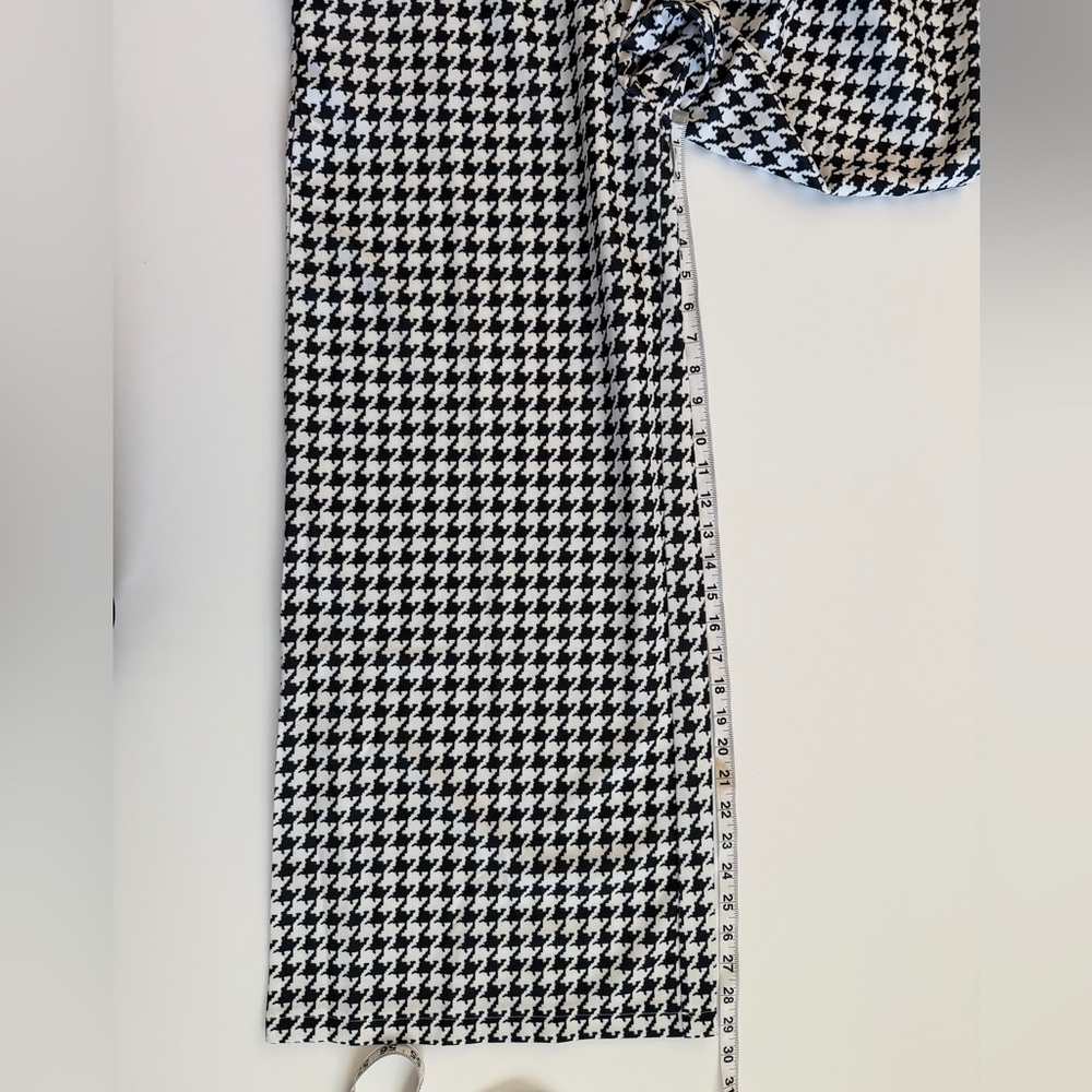 Oshoplive Black White Houndstooth Pull-On Wide Leg Cropped Pants XL Stretch - Picture 3 of 9